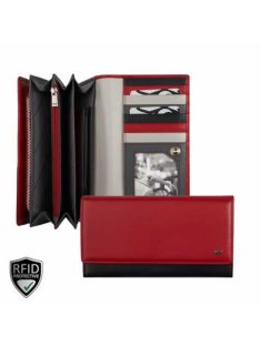   022820 080 Riccardo Ferducci női bőr pénztárca piros-fekete