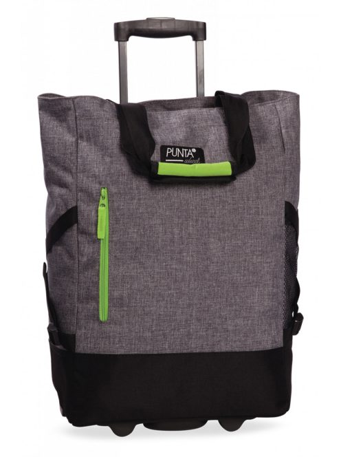 Punta kézipoggyász gurulós bevásárló táska két színű szürke