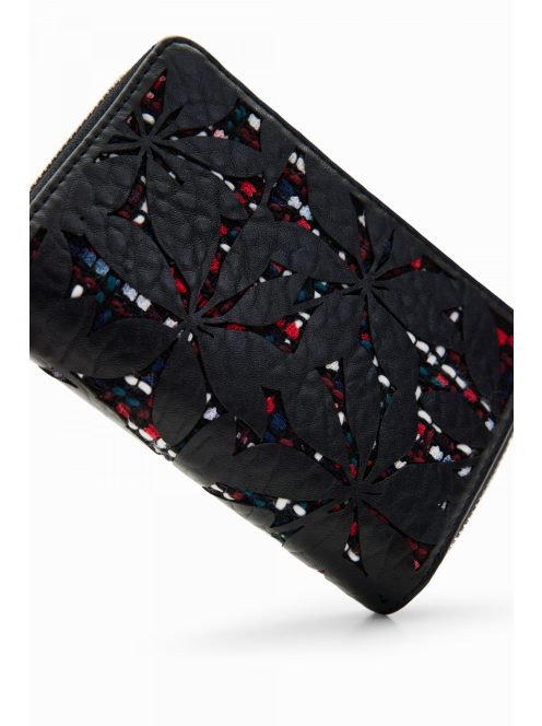 Desigual kis cipzáras pénztárca vágott virágos színes kontraszt