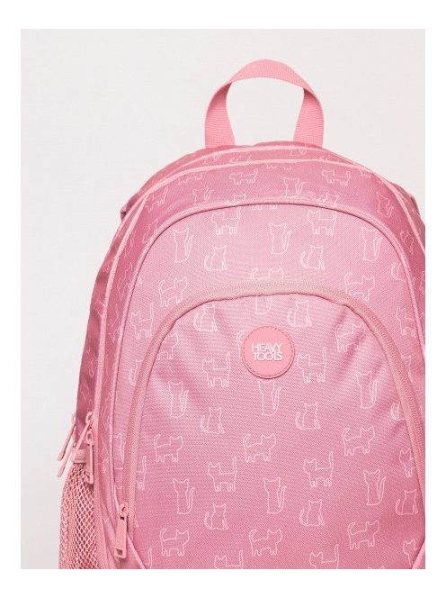 HeavyTools 3 zsebes hátizsák laptoptartós plusz biztonsági zsebes kulacstartós cicás