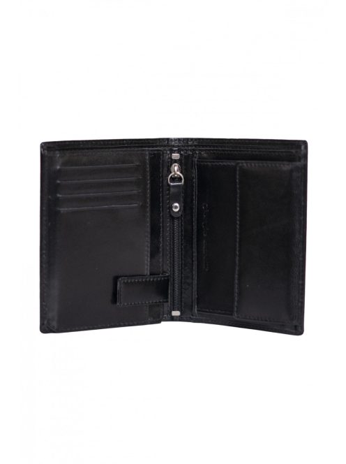 GiorgioCarelli álló fazonú sok kártyás fényesbőr férfi irattárca fekete