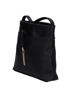   Karen rostbőr kis válltáska billenő záras fekete domború kis virágmintás D099