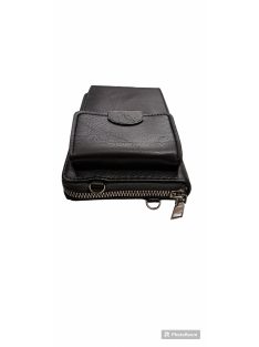   Olasz cipzáras hosszú pénztárca táska egyben telefontartós fekete