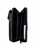 Olasz cipzáras hosszú pénztárca táska egyben telefontartós fekete