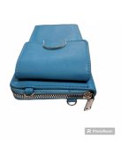 Olasz cipzáras hosszú pénztárca táska egyben telefontartós kék