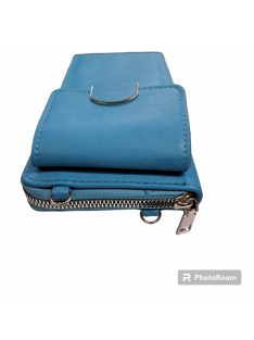   Olasz cipzáras hosszú pénztárca táska egyben telefontartós kék