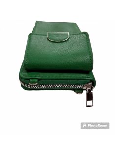   Olasz cipzáras hosszú pénztárca táska egyben telefontartós zőld