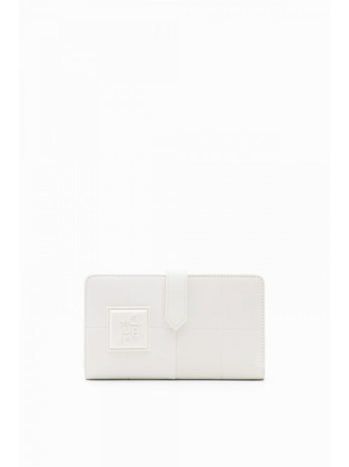 Desigual közepes pénztárca áthajtó kapcsos patchwork ihlette mintás fehér