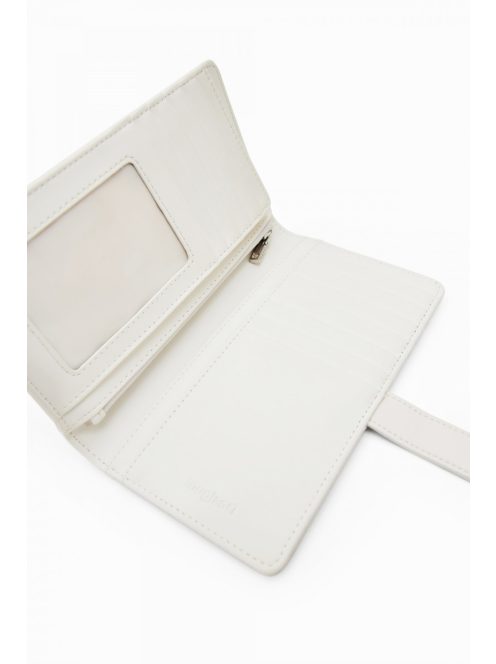 Desigual közepes pénztárca áthajtó kapcsos patchwork ihlette mintás fehér