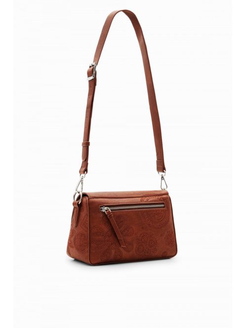 Desigual átvetős hímzett fedeles kis válltáska barna