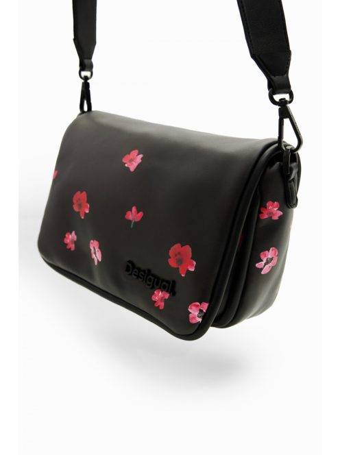 Desigual acrossbody testen átvetős táska fedeles festett virágok fekete