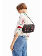 Desigual acrossbody testen átvetős táska fedeles festett virágok fekete