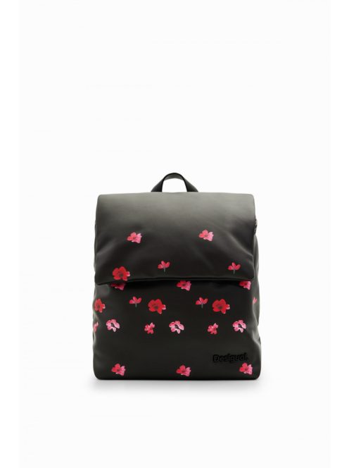 Desigual fedeles kis hátizsák festett virágok fekete