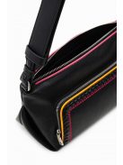 Desigual közepes kézitáska hmzett több vállpánttal fekete