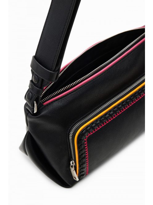 Desigual közepes kézitáska hmzett több vállpánttal fekete