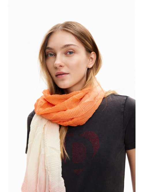 Pliszírozott színátmenetes sál korall