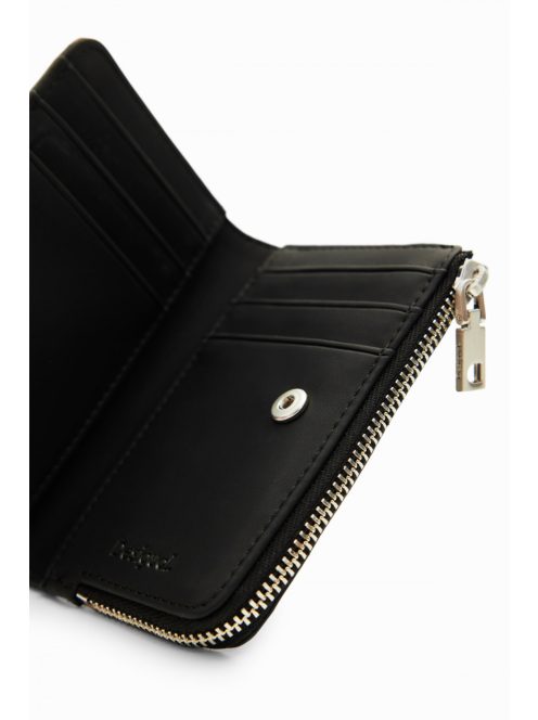 Desigual kis cipzáras pénztárca festett virágok fekete