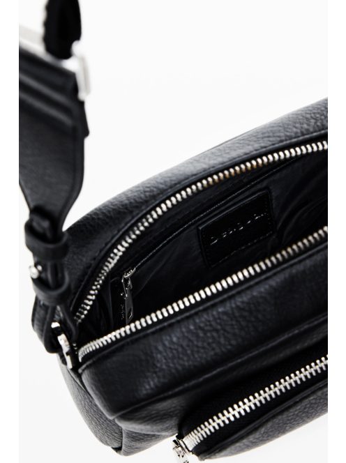 Desigual mini válltáska plusz pánttal domború logós fekete