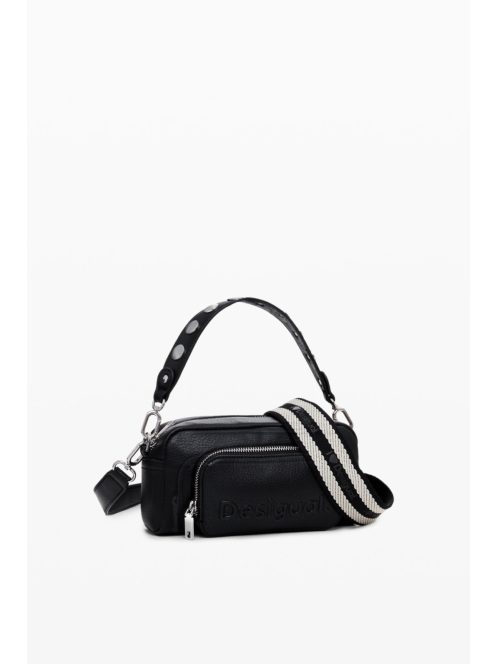 Desigual mini válltáska plusz pánttal domború logós fekete