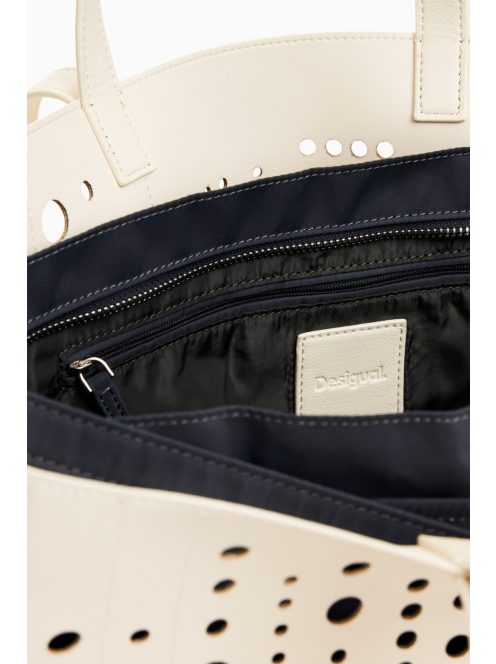 Desigual nagy női táska lyukacsos shopper fehér
