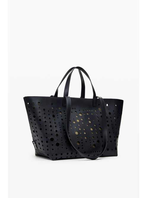 Desigual nagy női táska lyukacsos shopper fekete