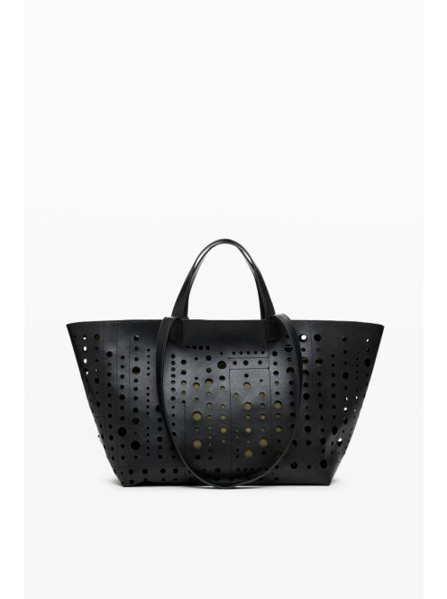 Desigual nagy női táska lyukacsos shopper fekete