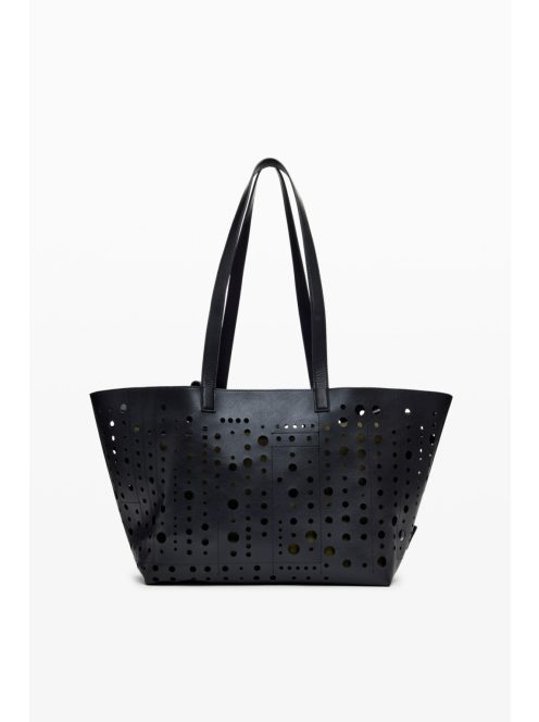 Desigual nagy női táska lyukacsos shopper fekete