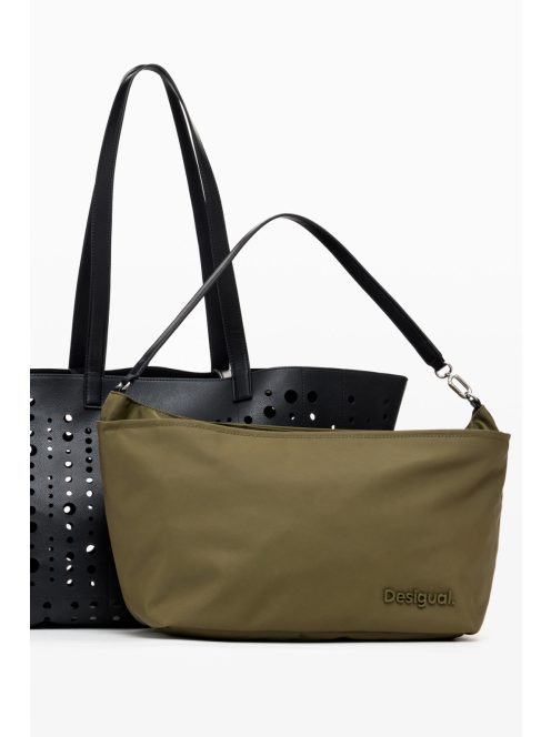 Desigual nagy női táska lyukacsos shopper fekete