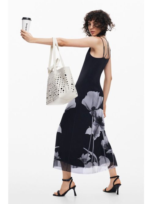 Desigual nagy női táska lyukacsos shopper fekete