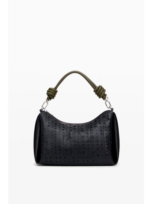 Desigual egyszerű kis kézitáska kör mintás fekete