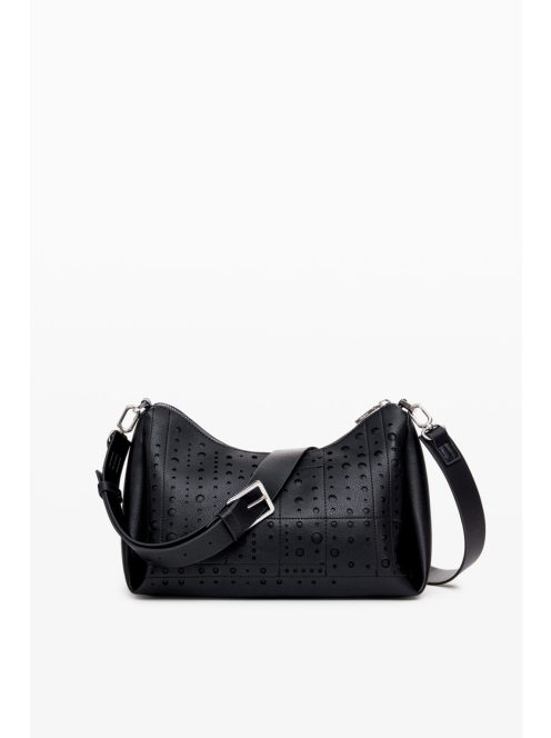 Desigual egyszerű kis kézitáska kör mintás fekete