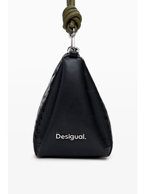 Desigual egyszerű kis kézitáska kör mintás fekete