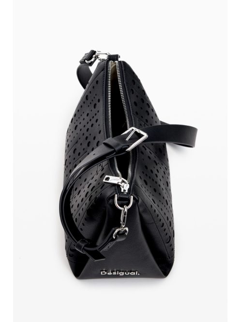 Desigual egyszerű kis kézitáska kör mintás fekete