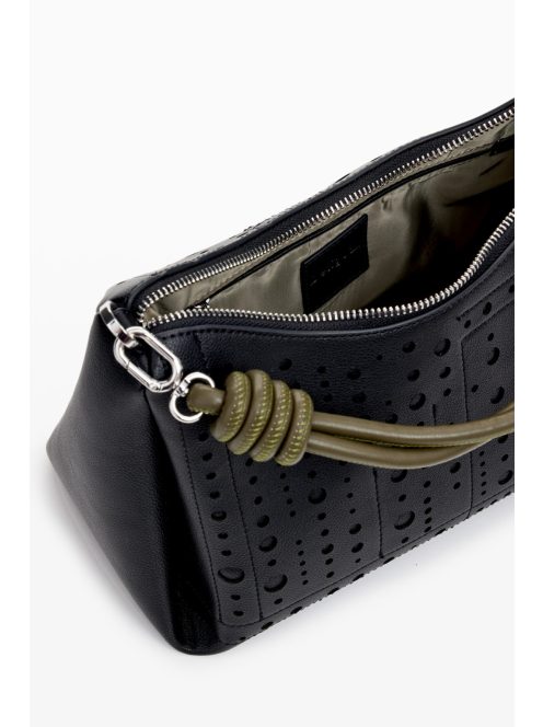 Desigual egyszerű kis kézitáska kör mintás fekete