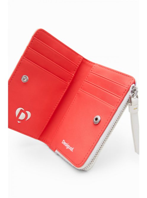 Desigual kis cipzáras pénztárca festett virágok fehér