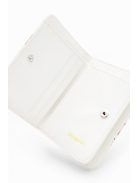 Kisméretű fonott hatású virágos pénztárca fehér