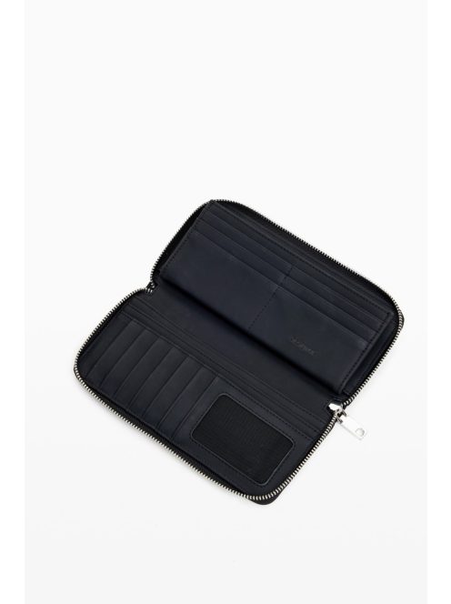 Desigual hosszú pénztárca cipzáras hímzett fekete