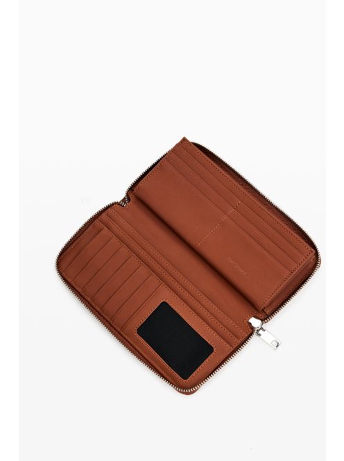 Desigual hosszú pénztárca cipzáras hímzett barna