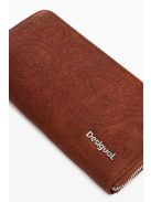 Desigual hosszú pénztárca cipzáras hímzett barna