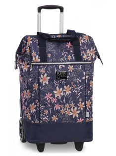   Punta kézipoggyász gurulós bevásárló táska nagy kerekű vadvirágok