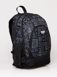   HeavyTools 3 zsebes hátizsák laptoptartós plusz biztonsági zsebes kulacstartós betűs szürke