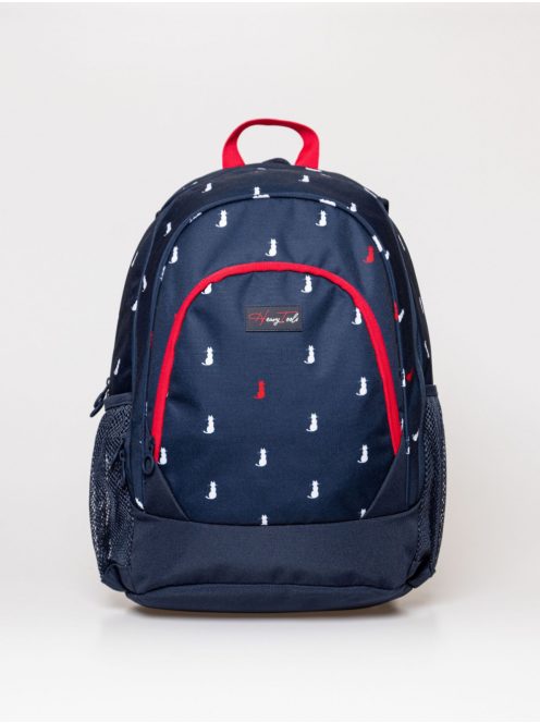 HeavyTools 3 zsebes hátizsák laptoptartós plusz biztonsági zsebes kulacstartós cicás