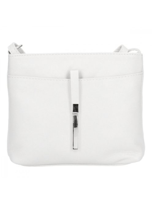 Billenő záras kis női bőr táska fehér