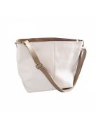 Olasz női bőrtáska egyszerű crossbody fehér bézs