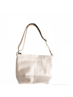 Olasz női bőrtáska egyszerű crossbody fehér bézs