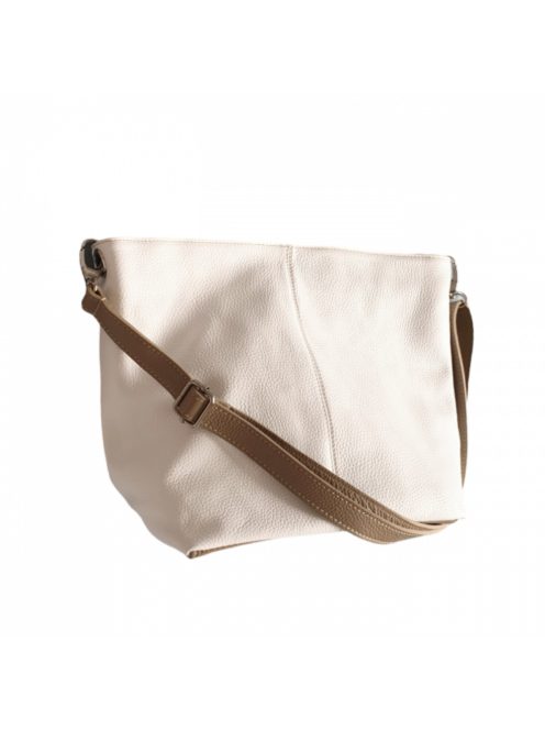 Olasz női bőrtáska egyszerű crossbody fehér bézs
