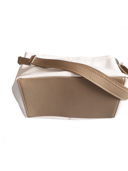 Olasz női bőrtáska egyszerű crossbody fehér bézs