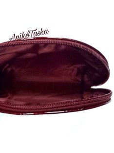 Női neszesszer smink táska piros lakk bőr kicsi