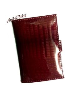 Patentos piros lakk bőr bankkártya tartó Kroko
