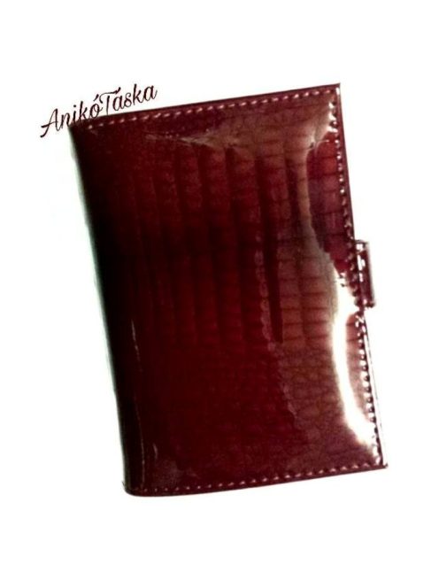 Patentos piros lakk bőr bankkártya tartó Kroko